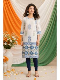 Aarika - Cream Printed Straight Kurta