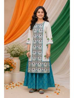 Aarika - White Printed Straight Kurta