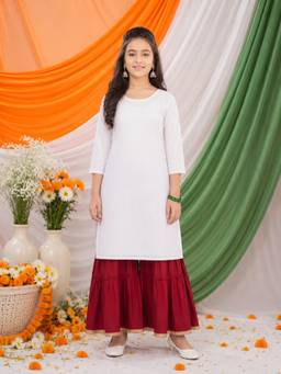 Aarika - White Self Design Straight Kurta