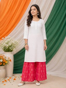 Aarika - White Embroidered Straight Kurta