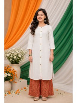 Aarika - White Self Design Straight Kurta