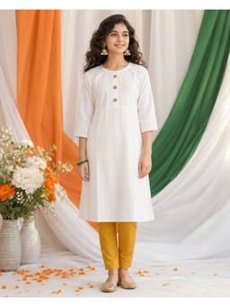 Aarika - White Solid Straight Kurta