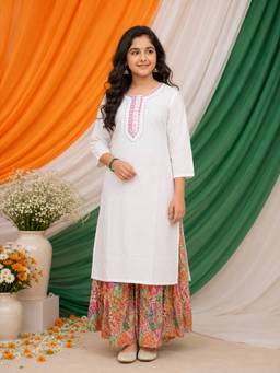 Aarika - White Embroidered Straight Kurta