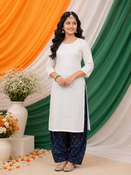 Aarika - White Embroidered Straight Kurta
