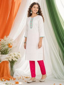 Aarika - White Embroidered Straight Kurta