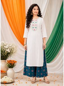 Aarika - White Embroidered Straight Kurta