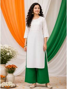 Aarika - White Embroidered Straight Kurta