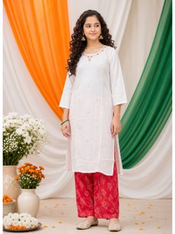 Aarika - White Embroidered Straight Kurta