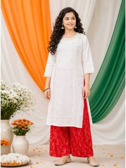 Aarika - White Embroidered Straight Kurta