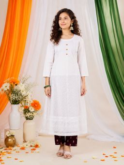 Aarika - White Embroidered Straight Kurta