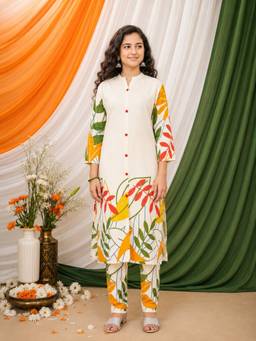 Aarika - Cream Printed Straight Kurta