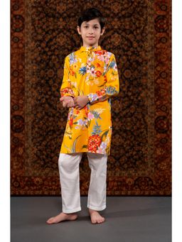 THE PONY & PEONY CO. - Yellow Floral Kurta and Pant