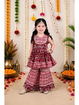 Titrit - Brown Floral Kurti and Sharara