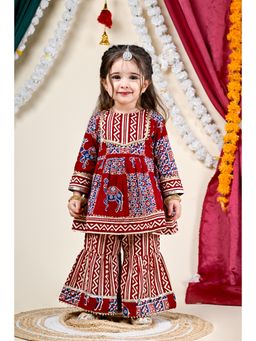 Titrit - Brown Printed Kurti and Sharara