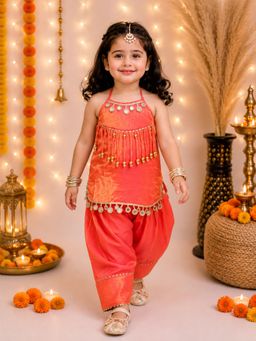 Titrit - Orange Woven Kurti and Salwar
