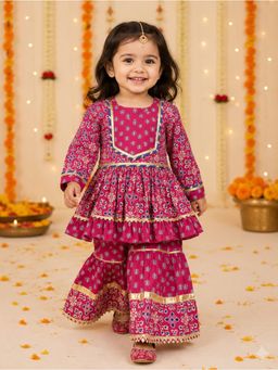 Titrit - Pink Floral Kurti and Sharara