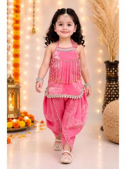 Titrit - Pink Woven Kurti and Dhoti
