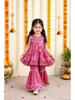 Titrit - Pink Floral Kurti and Sharara