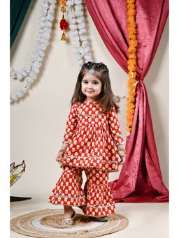 Titrit - Red Floral Kurti and Sharara