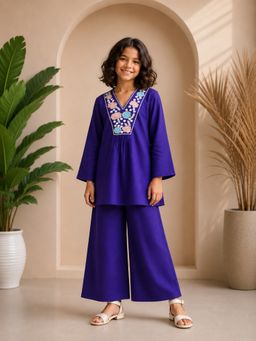 Misbis - Purple Floral Kurta and Palazzo