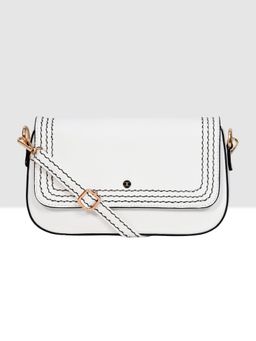 ESBEDA - White Color Structured Elegant Sling Bag with Detachable Strap for Women