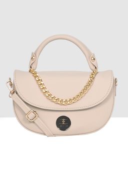 ESBEDA - Cream Color Mini Saddle Sling Bag with Detachable Strap for Women