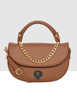 ESBEDA - Tan Color Mini Saddle Sling Bag with Detachable Strap for Women