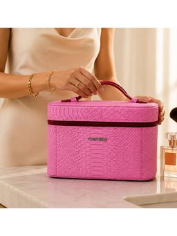 Calfnero - Genuine Leather Croco Vanity Case For Women-Pink