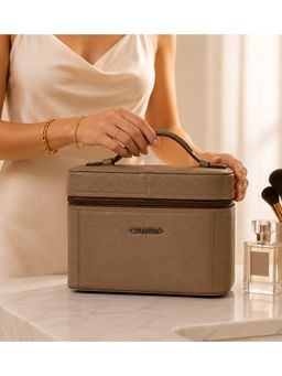 Calfnero - Genuine Leather Croco Vanity Case For Women-Taupe