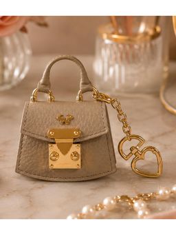 Calfnero - Genuine Leather Mini Bag Charm For Women -Taupe