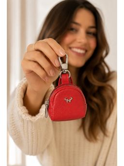 Calfnero - Genuine Leather Mini Coin Pouch Keychain-Red