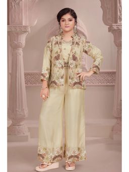 Lagorii - Green Embroidered Top with Jacket and Palazzo