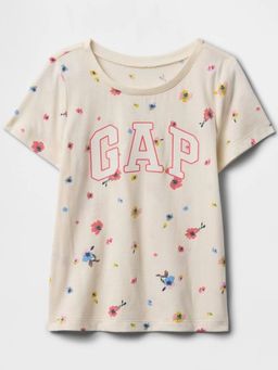 GAP - Girls' Floral Print Half Sleeves Round Neck T-Shirt