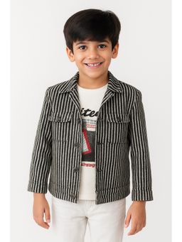 devils n angels - Boys Striped Black Party Wear Blazer with T-Shirt