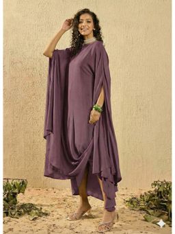 InWeave - Dusty Mauve Rayon Cowel Style Kaftan Dress