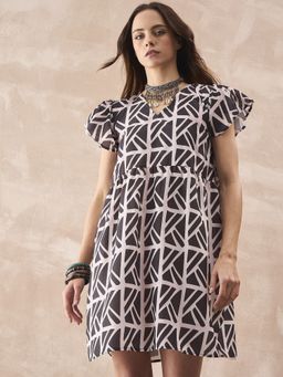 InWeave - Black V Neck Short Dress