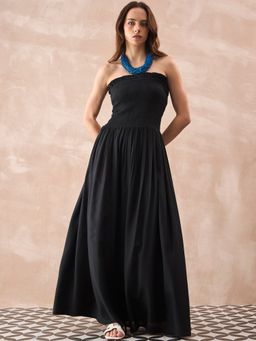 InWeave - Black Solid Off shoulder Dress