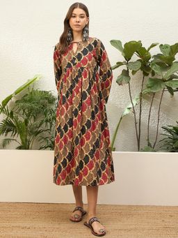 InWeave - Black Br Scales Tie Up Neck Dress