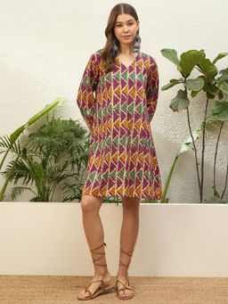 InWeave - Purple Gm Triangle V Neck Dress