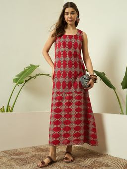 InWeave - Red Sanganeri Print Dress