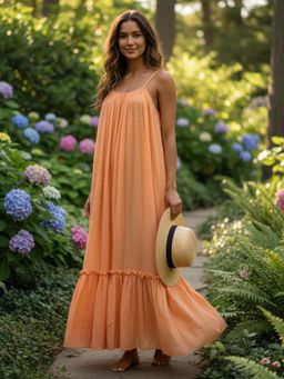 HOUSE OF JAMOTI - Orange Sun-Drenched Cotton Dress