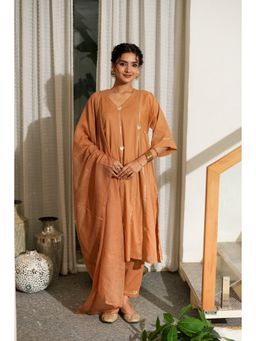 Pink Cactii - Tan Gota Work Kurta Pant with Slip and Dupatta