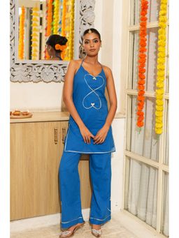 Pink Cactii - Blue Gota Work Straight Kurta with Pant