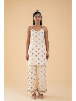 Pink Cactii - Off White Halter Neck Kurta with Pant
