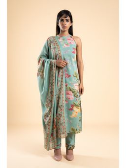 Pink Cactii - Sage Green Floral Kurta with Pant and Dupatta