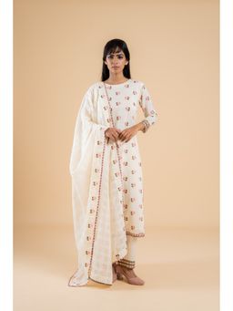 Pink Cactii - Off White Arunima Kurta with Pant and Dupatta