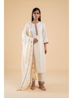 Pink Cactii - Off White Kusum Kurta with Pant and Dupatta
