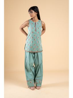 Pink Cactii - Sage Green Rooh Kurta with Salwar