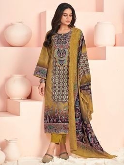Stylee LIFESTYLE - Mustard Yellow Digital Printed Unstitched Kurta with Unstitched Pant and Dupatta