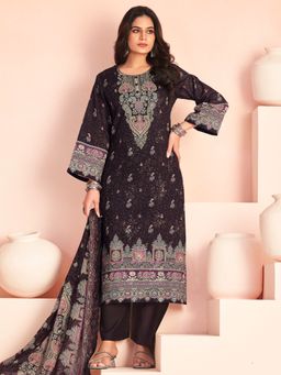 Stylee LIFESTYLE - Brown Digital Printed Unstitched Kurta with Unstitched Pant and Dupatta